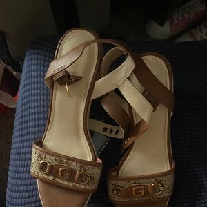 Guess Brown Sandals with Gold Details